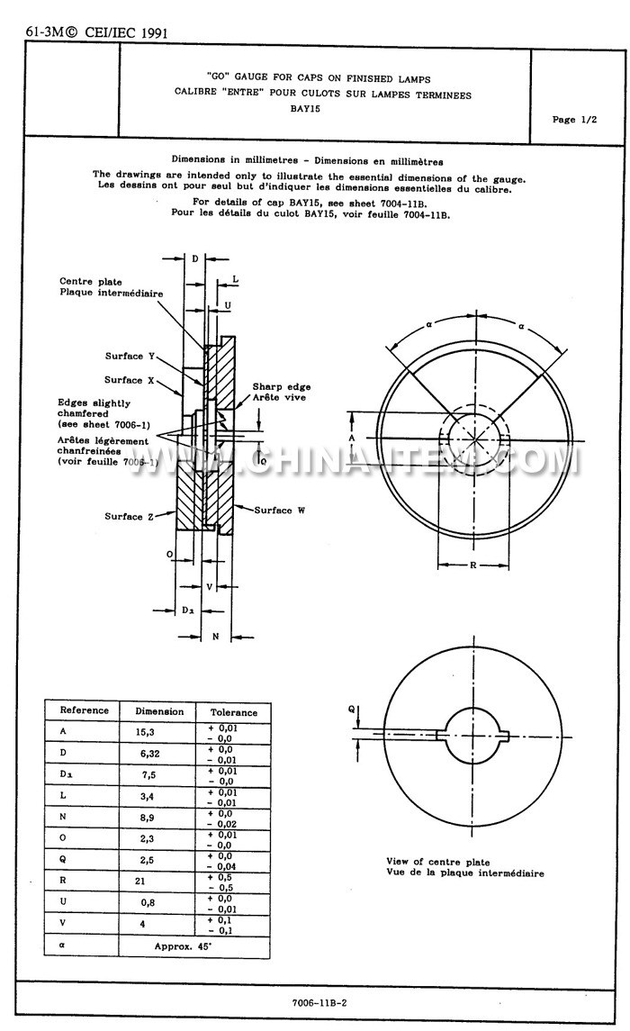 IEC 60061 7006-11B-2 BAY15 Go Gauge for Caps on Finished Lamps IEC 60061 7006-11B-2 BAY15 Go Gauge for Caps on Finished Lamps